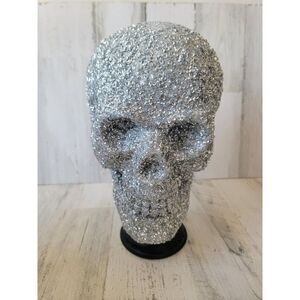 Glitter silver skull figurehead scary Halloween home prop